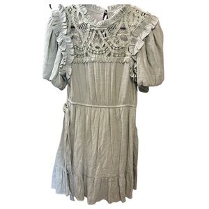 MINE Sage Green Lace Ruffle Midi Dress Cottagecore | Size M